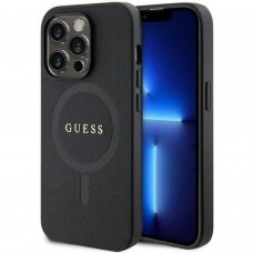 iPhone 15 PRO black Saffiano MagSafe GUESS nugarėlė