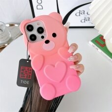 iPhone 15 PRO Tracy nugarėlė 3D Bear Pink/Rose