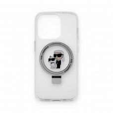iPhone 15 PRO white Ring Stand MagSafe Karl and Choupette KARL LAGERFELD nugarėlė