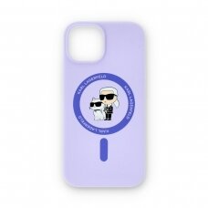 iPhone 15 / 14 / 13 purple Magsafe Silicone KC Heads Ring KARL LAGERFELD nugarėlė