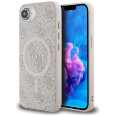 iPhone 16e pink PU Leather 4G Collection Metal Logo MagSafe GUESS nugarėlė