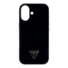 iPhone 17 black MagSafe Silicone Triangle Logo GUESS nugarėlė