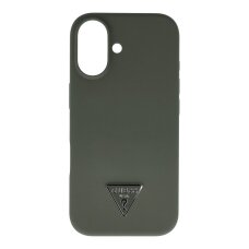 iPhone 17 khaki MagSafe Silicone Triangle Logo GUESS nugarėlė