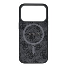 iPhone 17 PRO black MagSafe PU 4G Ring Classic Logo GUESS nugarėlė