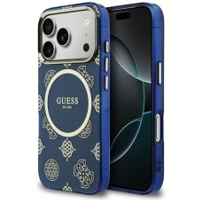 iPhone 17 PRO blue MagSafe IML Peony Dot GUESS nugarėlė