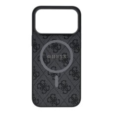 iPhone 17 PRO MAX black MagSafe PU 4G Ring Classic Logo GUESS nugarėlė