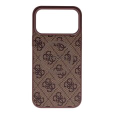 iPhone 17 PRO MAX brown MagSafe PU 4G Ring Classic Logo GUESS nugarėlė