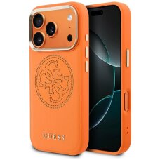 iPhone 17 PRO MAX orange MagSafe PU Leather Perforated 4G GUESS nugarėlė