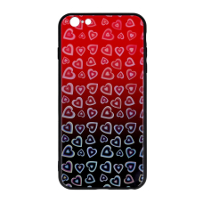 iPhone 6+/6S+ raudona HEART GLASS nugarėlė