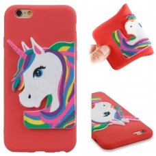 iPhone 6/6S raudona nugarėlė Unicorn 3D