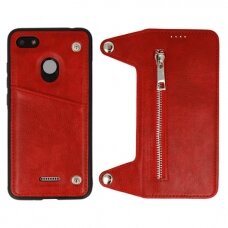 iPhone 7/8/SE 2020 raudonas dėklas ZIP 2in1