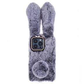 iPhone 15 PRO dark grey nugarėlė Fluffy rabbit