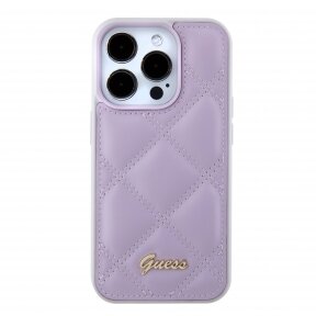 iPhone 15 PRO light purple PU Leather HC Quilted Metal Logo GUESS nugarėlė