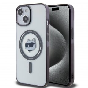 iPhone 15 / 14 / 13 transparent IML Choupette`s Head MagSafe KARL LAGERFELD nugarėlė