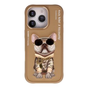 iPhone 16 PRO beige NIMMY Bulldog with Glasses nugarėlė