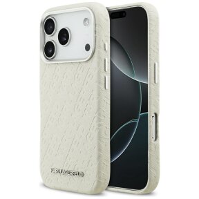 iPhone 17 PRO beige MagSafe PU Stamped Karl AO KARL LAGERFELD nugarėlė