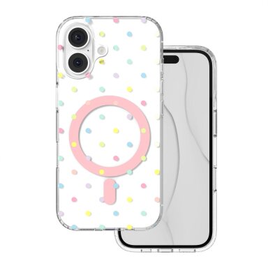 iPhone 16 white Bubble Dots MagSafe nugarėlė iPhone 16 white Bubble Dots MagSafe nugarėlė
