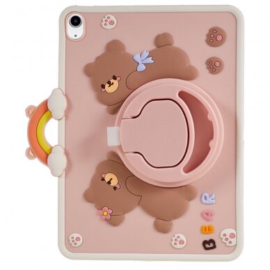 iPad 2025 (11th gen) / iPad 10.9 2022 (10th gen) pink Cartoon Bear nugarėlė su kojele 3