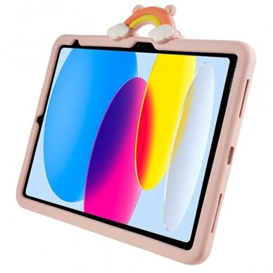 iPad 2025 (11th gen) / iPad 10.9 2022 (10th gen) pink Cartoon Bear nugarėlė su kojele 6