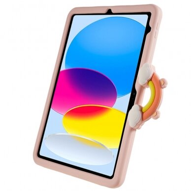 iPad 2025 (11th gen) / iPad 10.9 2022 (10th gen) pink Cartoon Bear nugarėlė su kojele 8