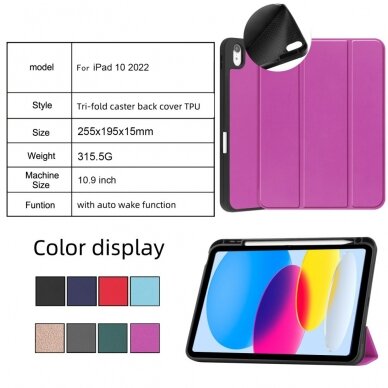 iPad 2025 (11th gen) / iPad 10.9 2022 (10th gen) black silikoninis S PEN TRIFOLD dėklas 4