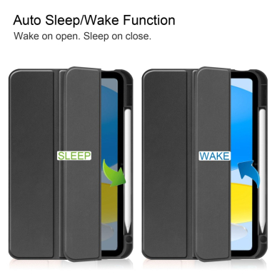 iPad 2025 (11th gen) / iPad 10.9 2022 (10th gen) black silikoninis S PEN TRIFOLD dėklas 9