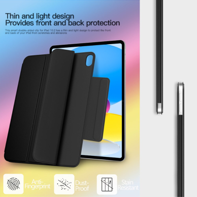 iPad 2025 (11th gen) / iPad 10.9 2022 (10th gen) black TRIFOLD MAGNETIC dėklas 5