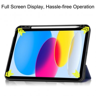 iPad 2025 (11th gen) / iPad 10.9 2022 (10th gen) blue silikoninis S PEN TRIFOLD dėklas 7