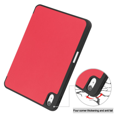 iPad 2025 (11th gen) / iPad 10.9 2022 (10th gen) red silikoninis S PEN TRIFOLD dėklas 10