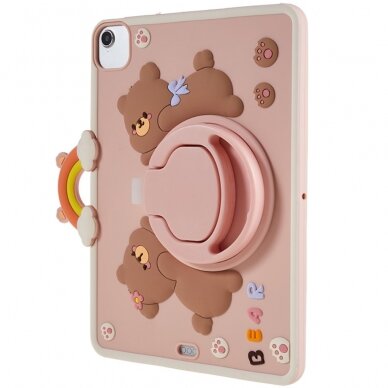 iPad Air 11 (2024) pink Cartoon Bear nugarėlė su kojele 4