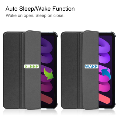 iPad mini 2021/iPad mini 6 juodas TRIFOLD dėklas 4