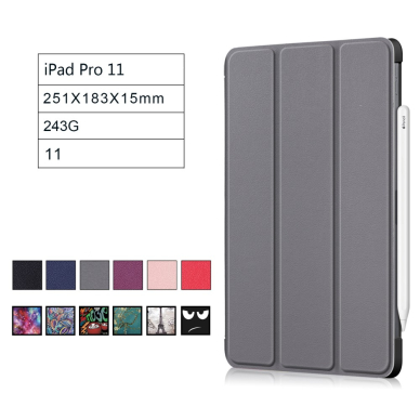 iPad Pro 11" 2018 pilkas TRIFOLD dėklas 2