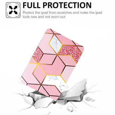iPad Air 11 2024 (6th Gen) / iPad Pro 11 (3rd, 4th Gen) / iPad Air 10.9 (4th, 5th Gen) pink Geometry BIFOLD dėklas 5