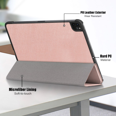 iPad Air 11 2024 (6th Gen) / iPad Pro 11 (3rd, 4th Gen) / iPad Air 10.9 (4th, 5th Gen) rose gold TRIFOLD dėklas 9