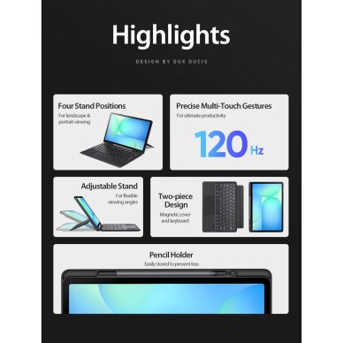 iPad Pro 11 2024 (M4) black DUX DUCIS DK Series dėklas su klaviatūra 9