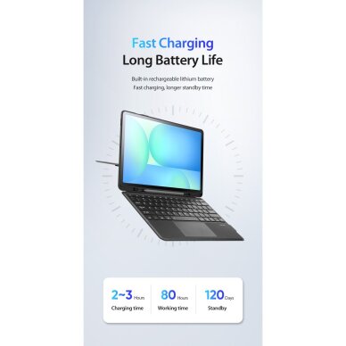 iPad Pro 13 2024 (M4) black DUX DUCIS DK Series dėklas su klaviatūra 6