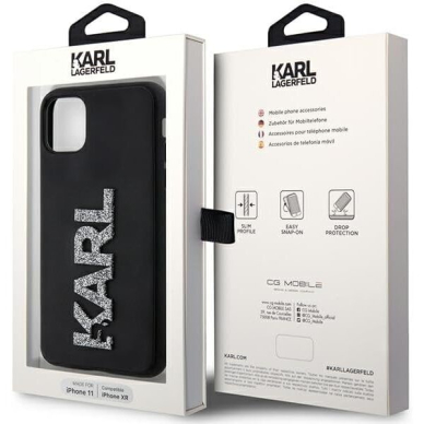 iPhone 11 black 3D Rubber Glitter KARL LAGERFELD nugarėlė 3