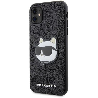 iPhone 11 black Glitter Choupette Patch KARL LAGERFELD nugarėlė