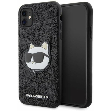 iPhone 11 black Glitter Choupette Patch KARL LAGERFELD nugarėlė 1