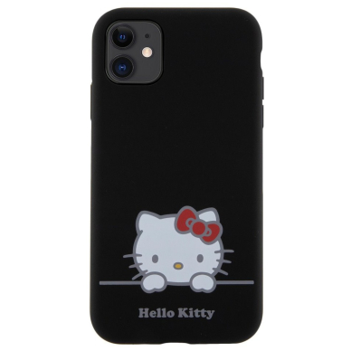 iPhone 11 Black Liquid Silicone Daydreaming Logo HELLO KITTY nugarėlė