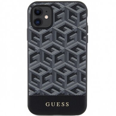 Iphone 11 black PU Leather GCube Stripes MagSafe GUESS nugarėlė 2