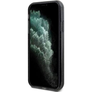 Iphone 11 black Ring Stand Script Glitter MagSafe GUESS nugarėlė 4