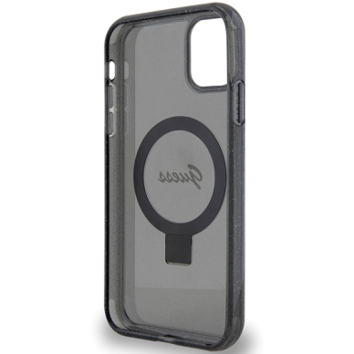 Iphone 11 black Ring Stand Script Glitter MagSafe GUESS nugarėlė 6