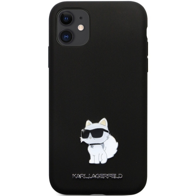 iPhone 11 black Silicone C Metal Pin KARL LAGERFELD nugarėlė 2