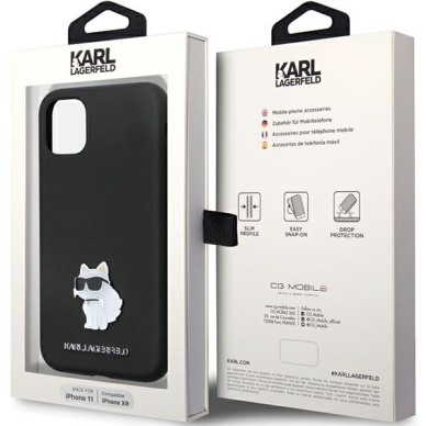 iPhone 11 black Silicone C Metal Pin KARL LAGERFELD nugarėlė 7