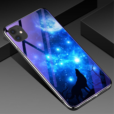 iPhone 11 blue ray glass nugarėlė Sky&Wolf