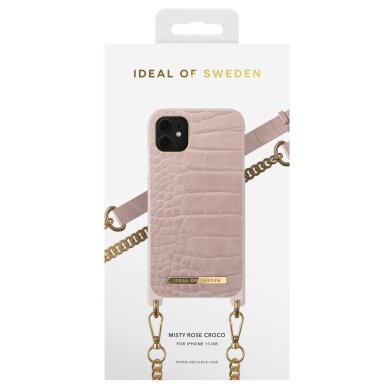 iPhone 11 iDeal Of Sweden nugarėlė su grandinėle Misty Rose Croco 3
