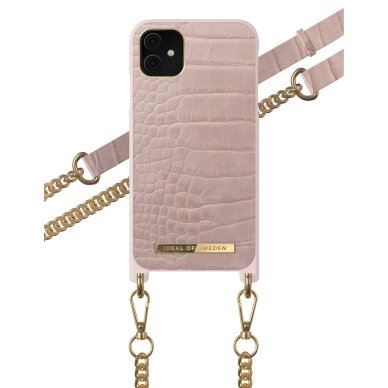 iPhone 11 iDeal Of Sweden nugarėlė su grandinėle Misty Rose Croco