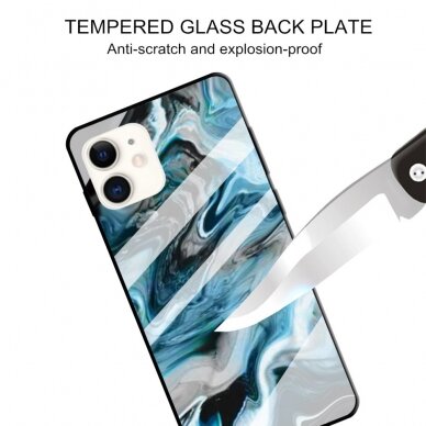 iPhone 11 marble glass nugarėlė Style C melsva 1