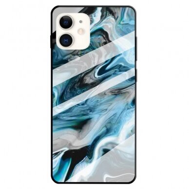 iPhone 11 marble glass nugarėlė Style C melsva 4